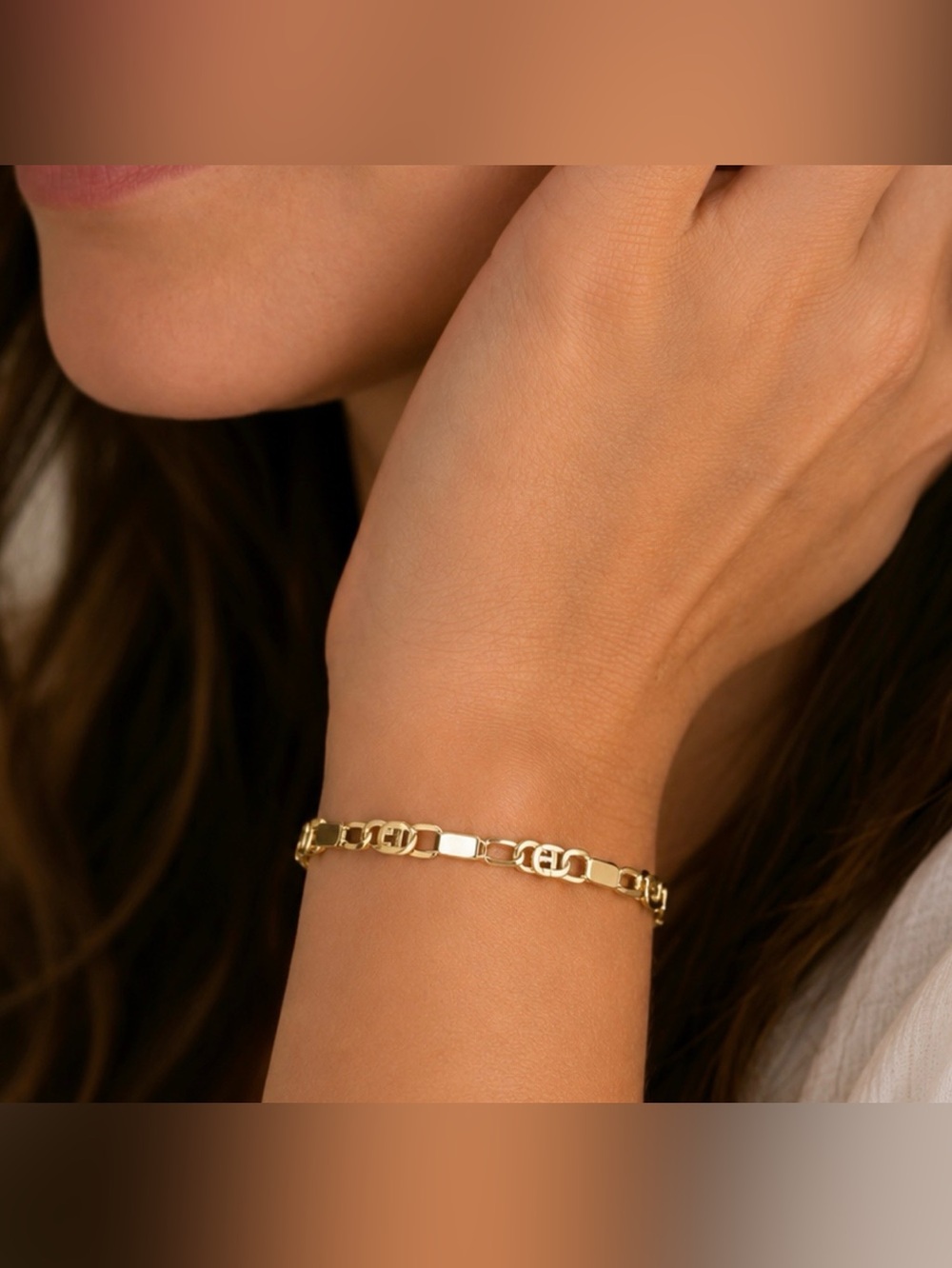NEW Pretty Bird 18K Yellow Gold Plated Mariner Link Bracelet – Slim Anchor Chain